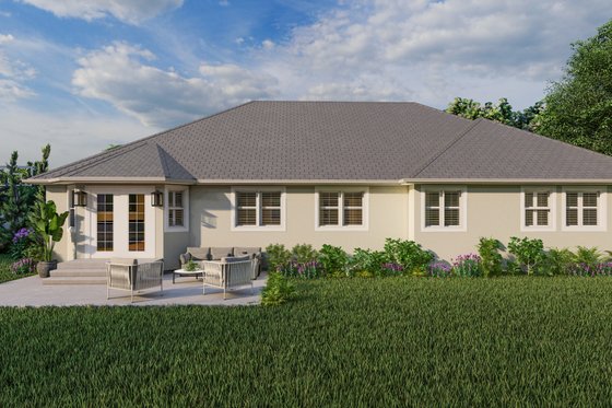 Exterior - Rear Elevation for Ranch House Plan #1060-185 - 3 bed, 2 bath
