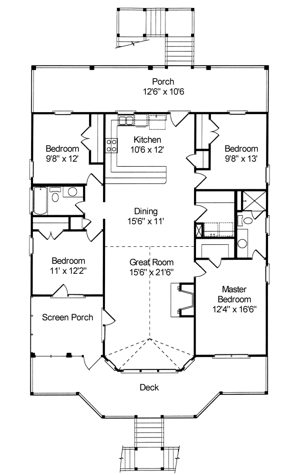 Architectural House Design - Beach Floor Plan - Main Floor Plan #37-144