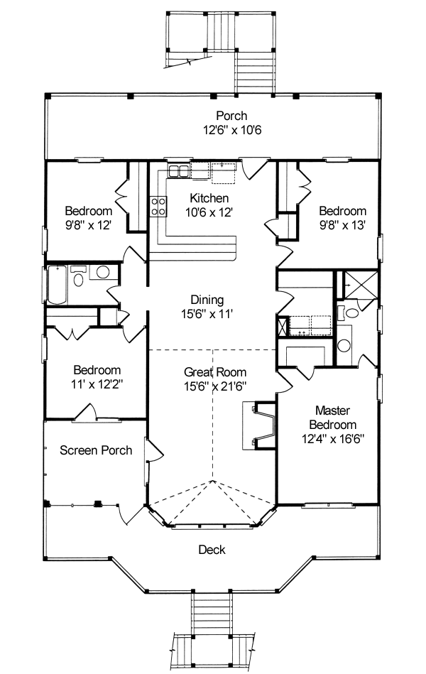 Beach Floor Plan - Main Floor Plan #37-144