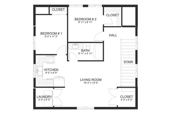 Floor Plan - Upper Floor for Cottage House Plan #1060-133 - 2 bed, 1.5 bath