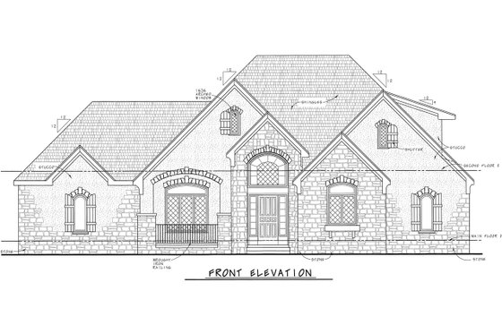 Exterior - Front Elevation 3 for European House Plan #20-1868 - 3 bed, 4 bath