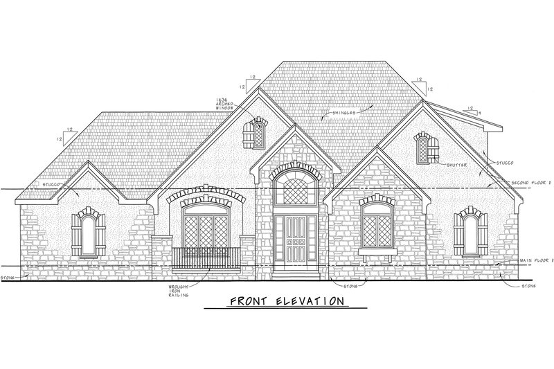 Home Plan - Exterior - Front Elevation 3 for European House Plan #20-1868 - 3 bed, 4 bath
