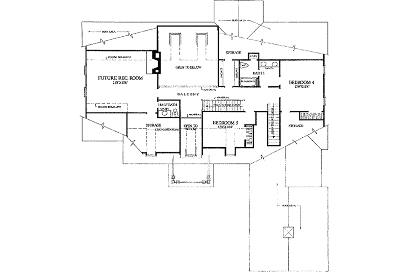 House Blueprint - Floor Plan - Upper Floor for Southern House Plan #137-231 - 5 bed, 3 bath