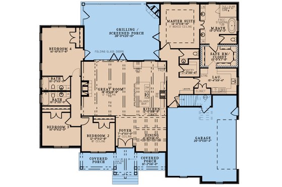Floor Plan - Main Floor for Craftsman House Plan #923-306 - 4 bed, 3.5 bath
