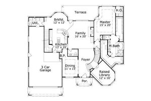 Floor Plan - Main Floor for European House Plan #411-763 - 4 bed, 3.5 bath