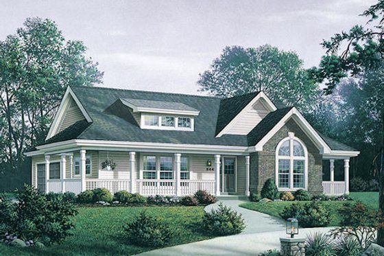 Exterior - Front Elevation 3 for Farmhouse House Plan #57-345 - 3 bed, 2 bath