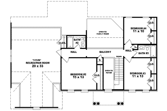 Floor Plan - Upper Floor for European House Plan #81-727 - 4 bed, 3.5 bath