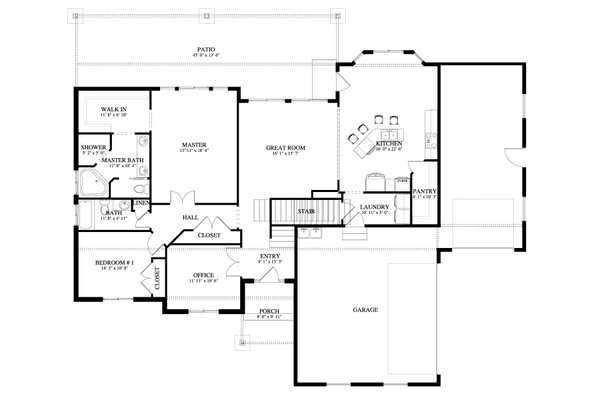 Architectural House Design - Farmhouse Floor Plan - Main Floor Plan #1060-405