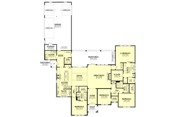 Floor Plan - Main Floor for Farmhouse House Plan #430-334 - 4 bed, 3.5 bath