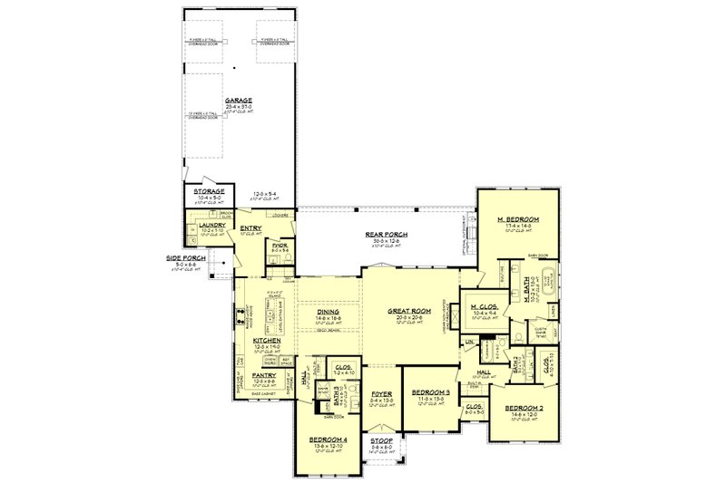House Blueprint - Floor Plan - Main Floor for Farmhouse House Plan #430-334 - 4 bed, 3.5 bath