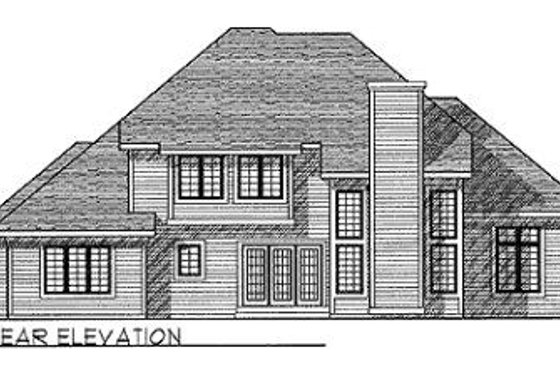 Exterior - Rear Elevation for Traditional House Plan #70-454 - 4 bed, 2.5 bath