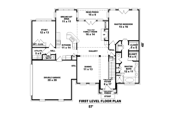 Floor Plan - Main Floor for European House Plan #81-13738 - 3 bed, 2.5 bath