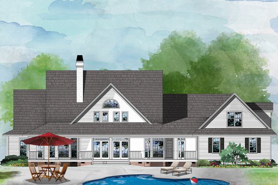 Exterior - Rear Elevation for Country House Plan #929-288 - 5 bed, 4.5 bath