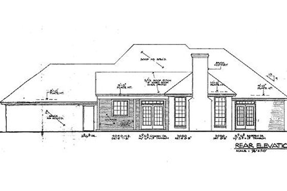 Exterior - Rear Elevation for European House Plan #310-903 - 3 bed, 2.5 bath