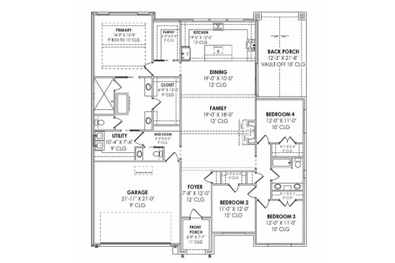 Floor Plan - Main Floor for Farmhouse House Plan #1096-92 - 4 bed, 2.5 bath