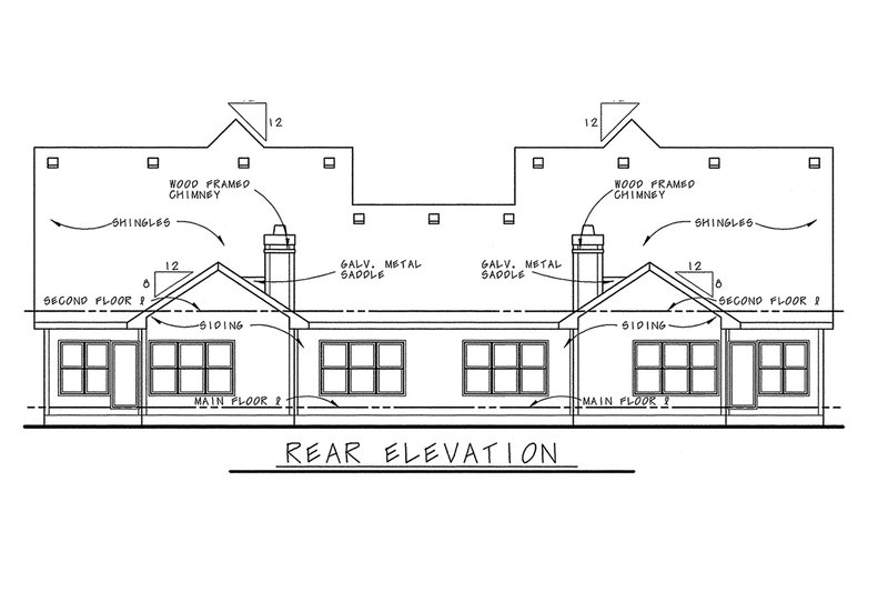 Home Plan - Exterior - Rear Elevation for Cottage House Plan #20-1351 - 3 bed, 2.5 bath