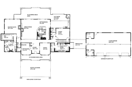 Floor Plan - Main Floor for Craftsman House Plan #117-735 - 4 bed, 3 bath