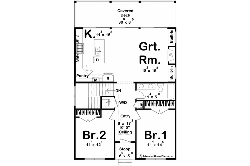 Architectural House Design - Floor Plan - Main Floor for Modern House Plan #455-548 - 2 bed, 1 bath