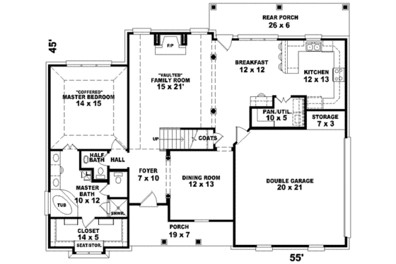 Floor Plan - Main Floor for Traditional House Plan #81-755 - 3 bed, 2.5 bath