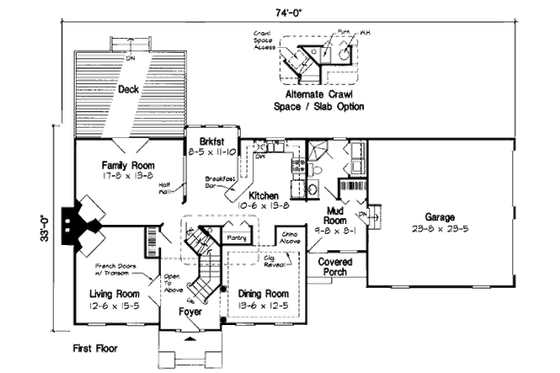 Floor Plan - Main Floor for Colonial House Plan #312-814 - 3 bed, 3 bath