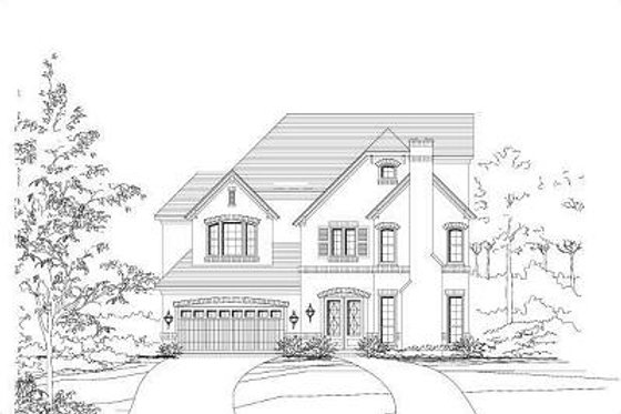 Exterior - Front Elevation for European House Plan #411-354 - 3 bed, 3.5 bath
