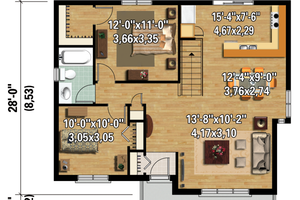 Exterior - Front Elevation 3 for Country House Plan #25-4458 - 2 bed, 1 bath