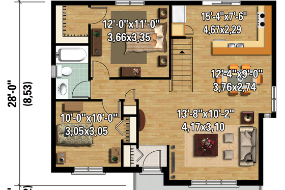 Exterior - Front Elevation 3 for Country House Plan #25-4458 - 2 bed, 1 bath