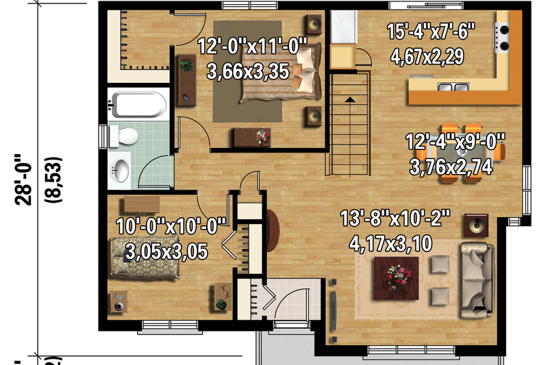 House Blueprint - Exterior - Front Elevation 3 for Country House Plan #25-4458 - 2 bed, 1 bath