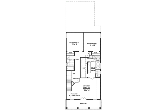 Floor Plan - Upper Floor for Beach House Plan #81-122 - 3 bed, 2.5 bath
