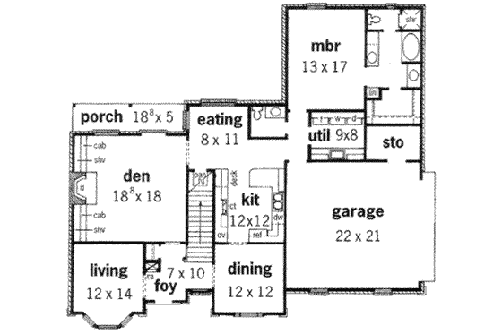 Floor Plan - Main Floor for European House Plan #16-214 - 4 bed, 3.5 bath