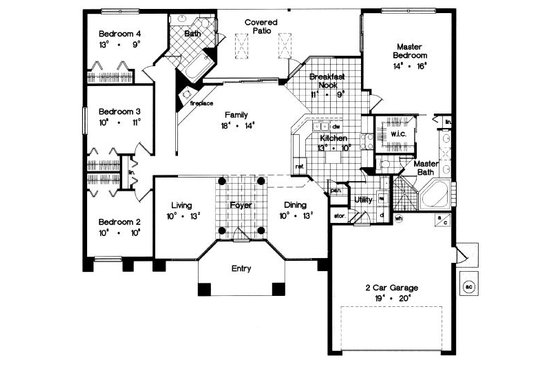Floor Plan - Main Floor for Mediterranean House Plan #417-186 - 4 bed, 2 bath
