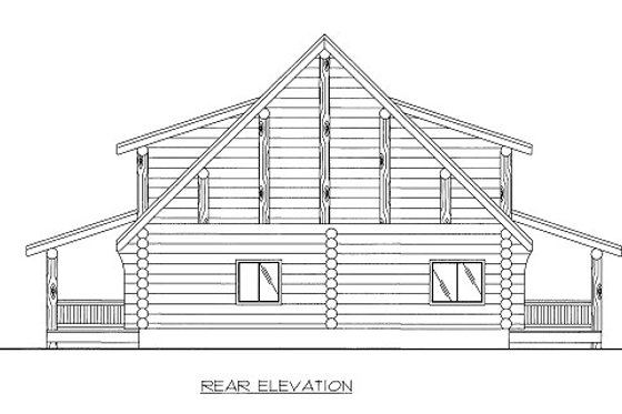 Exterior - Rear Elevation for Log House Plan #117-601 - 1 bed, 1 bath