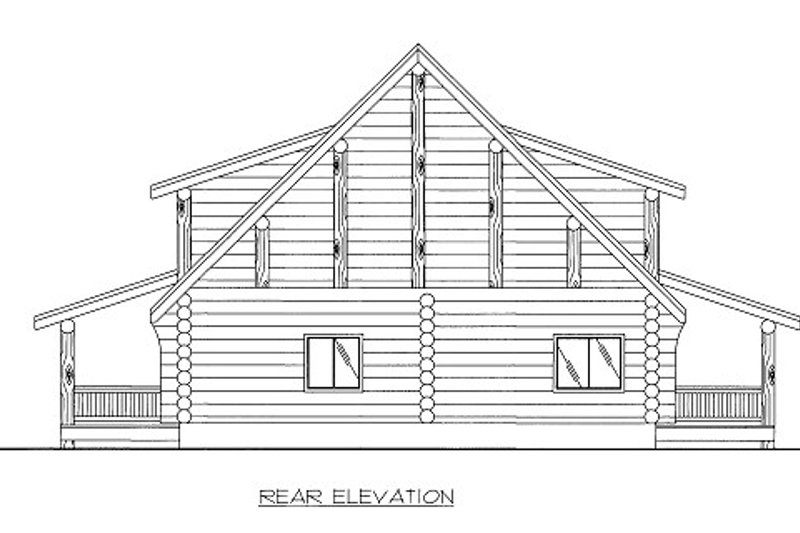 Home Plan - Exterior - Rear Elevation for Log House Plan #117-601 - 1 bed, 1 bath