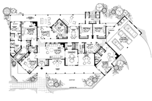 Floor Plan - Main Floor for Adobe / Southwestern House Plan #72-187 - 4 bed, 3.5 bath