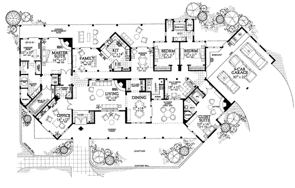 Architectural House Design - Adobe / Southwestern Floor Plan - Main Floor Plan #72-187
