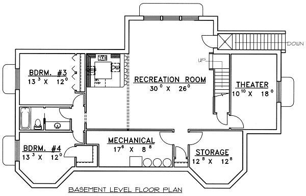 Home Plan - Country Floor Plan - Lower Floor Plan #117-522