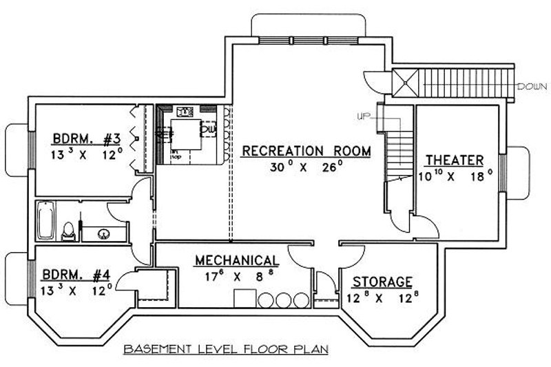 Home Plan - Floor Plan - Lower Floor for Country House Plan #117-522 - 4 bed, 3.5 bath