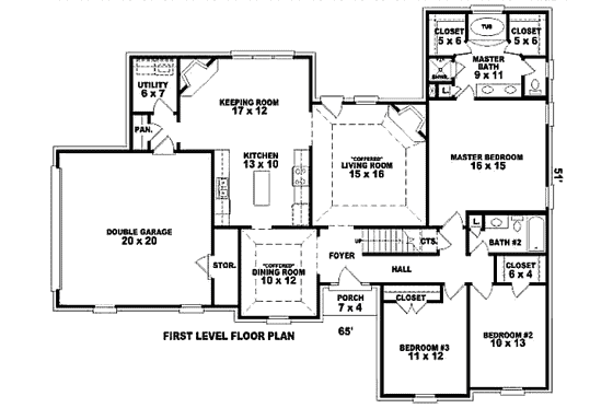 Floor Plan - Main Floor for Traditional House Plan #81-13751 - 4 bed, 3 bath