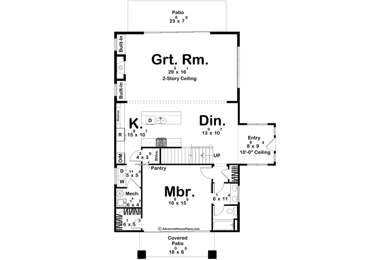 Home Plan - Floor Plan - Main Floor for Modern House Plan #455-587 - 2 bed, 2 bath