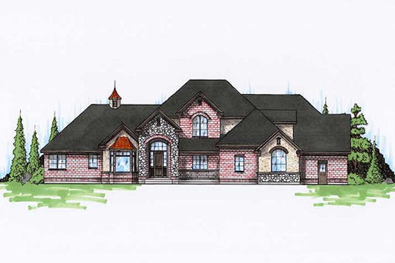 European Style House Plan - 5 Beds 4.5 Baths 4155 Sq/Ft Plan #5-216