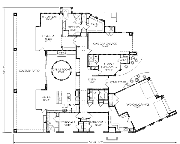 Adobe / Southwestern Floor Plan - Main Floor Plan #24-284