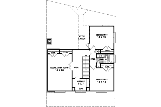 Floor Plan - Upper Floor for Bungalow House Plan #81-439 - 3 bed, 3 bath