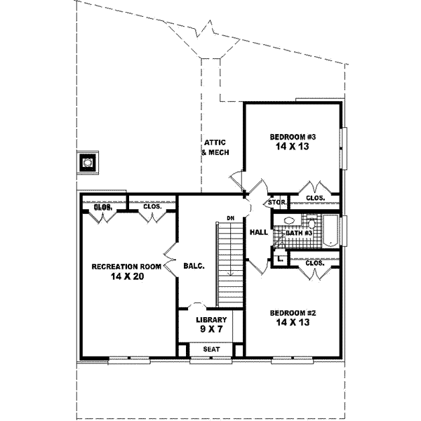 Floor Plan - Upper Floor for Bungalow House Plan #81-439 - 3 bed, 3 bath