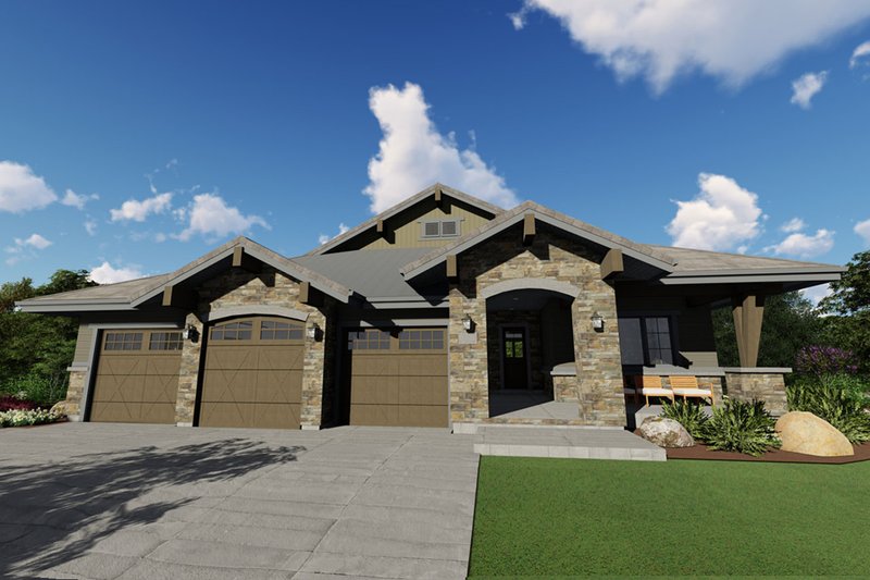 Architectural House Design - Ranch Exterior - Front Elevation Plan #1069-7