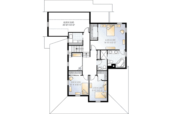 Floor Plan - Upper Floor for Country House Plan #23-377 - 3 bed, 2.5 bath