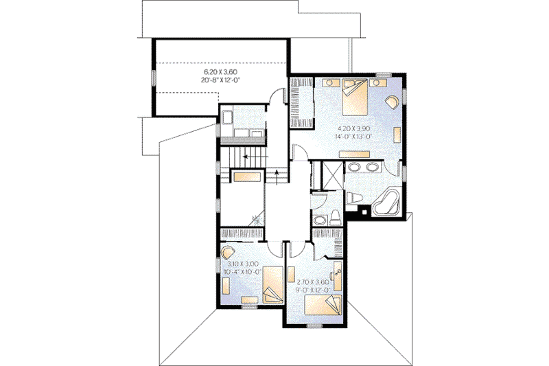 Home Plan - Floor Plan - Upper Floor for Country House Plan #23-377 - 3 bed, 2.5 bath