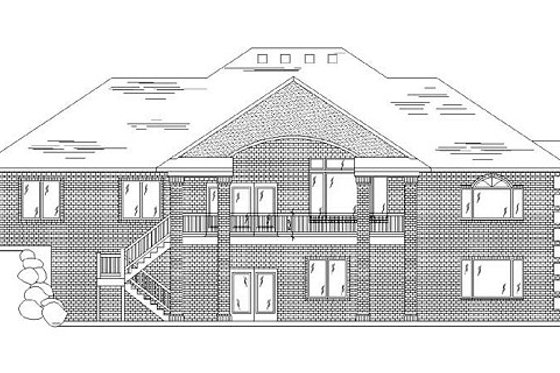Exterior - Rear Elevation for Traditional House Plan #5-256 - 3 bed, 3 bath