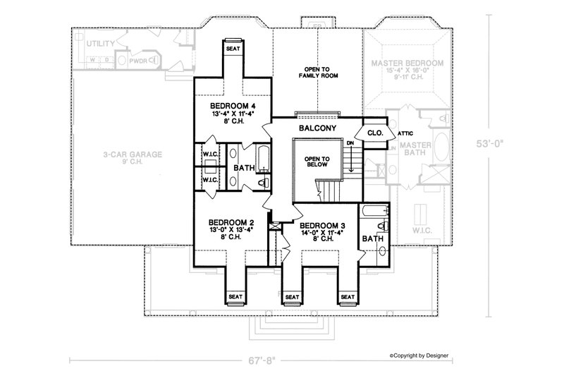 Southern Style House Plan - 4 Beds 3.5 Baths 3072 Sq/Ft Plan #20-254 ...