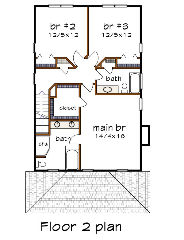 Architectural House Design - Craftsman Floor Plan - Upper Floor Plan #79-301