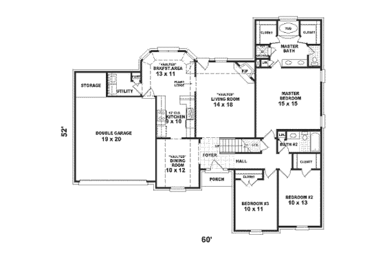 Floor Plan - Main Floor for European House Plan #81-285 - 4 bed, 3 bath